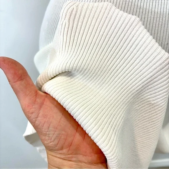 Massimo Dutti White Ribbed Slim Fit Knee length Dress sz M - Picture 5 of 8